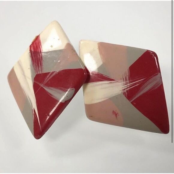 Vintage Diamond Acrylic Studs  - Picture 1 of 2